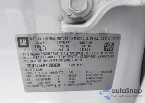 2013 Chevrolet Captiva Sport Ltz from USA, damaged, VIN 3GNAL4EK1DS603011